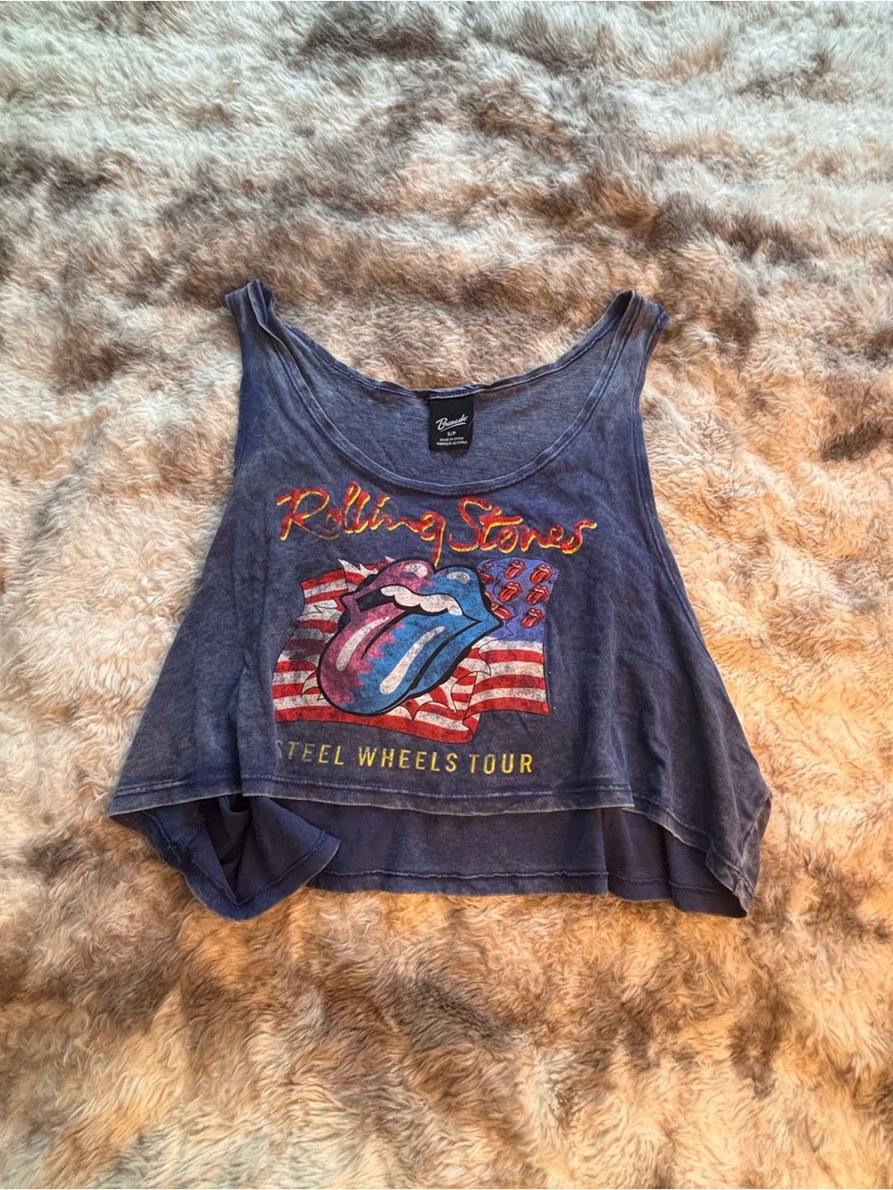 Bravado Rolling Stones Blue Graphic Tank with Red, White and Light Blue Accent